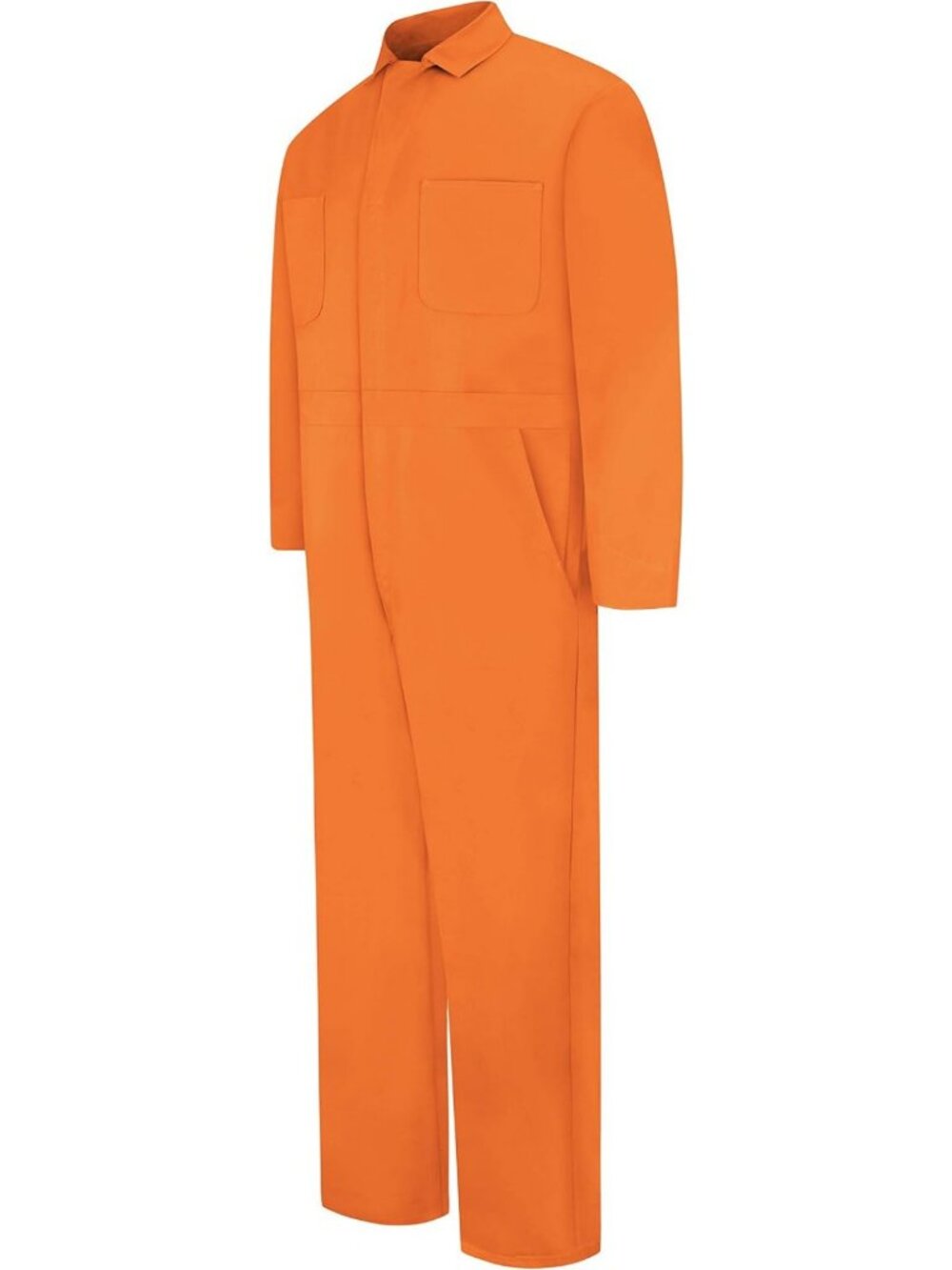 Red Cotton Coverall for Men, Oversized Long Sleeve Workwear, Snap Front Style